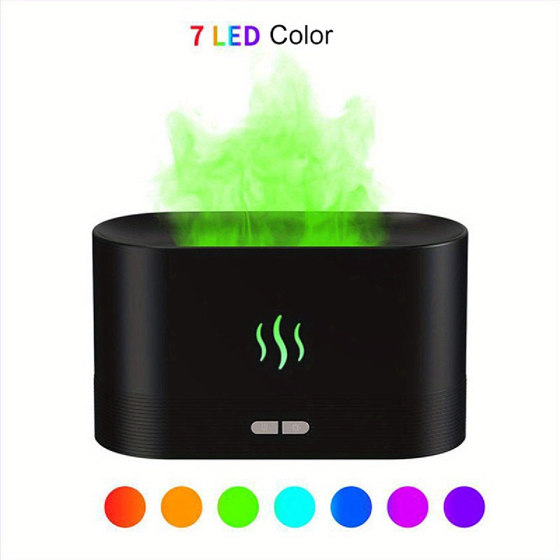 Difusor de aroma LED con efecto llama – humidificador decorativo USB para dormitorio y oficina