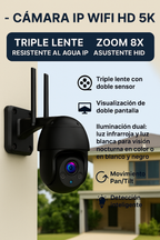 Cámara IP WiFi HD 5K 9 MP Exterior – Zoom 8X, Triple Lente, Seguimiento Automático