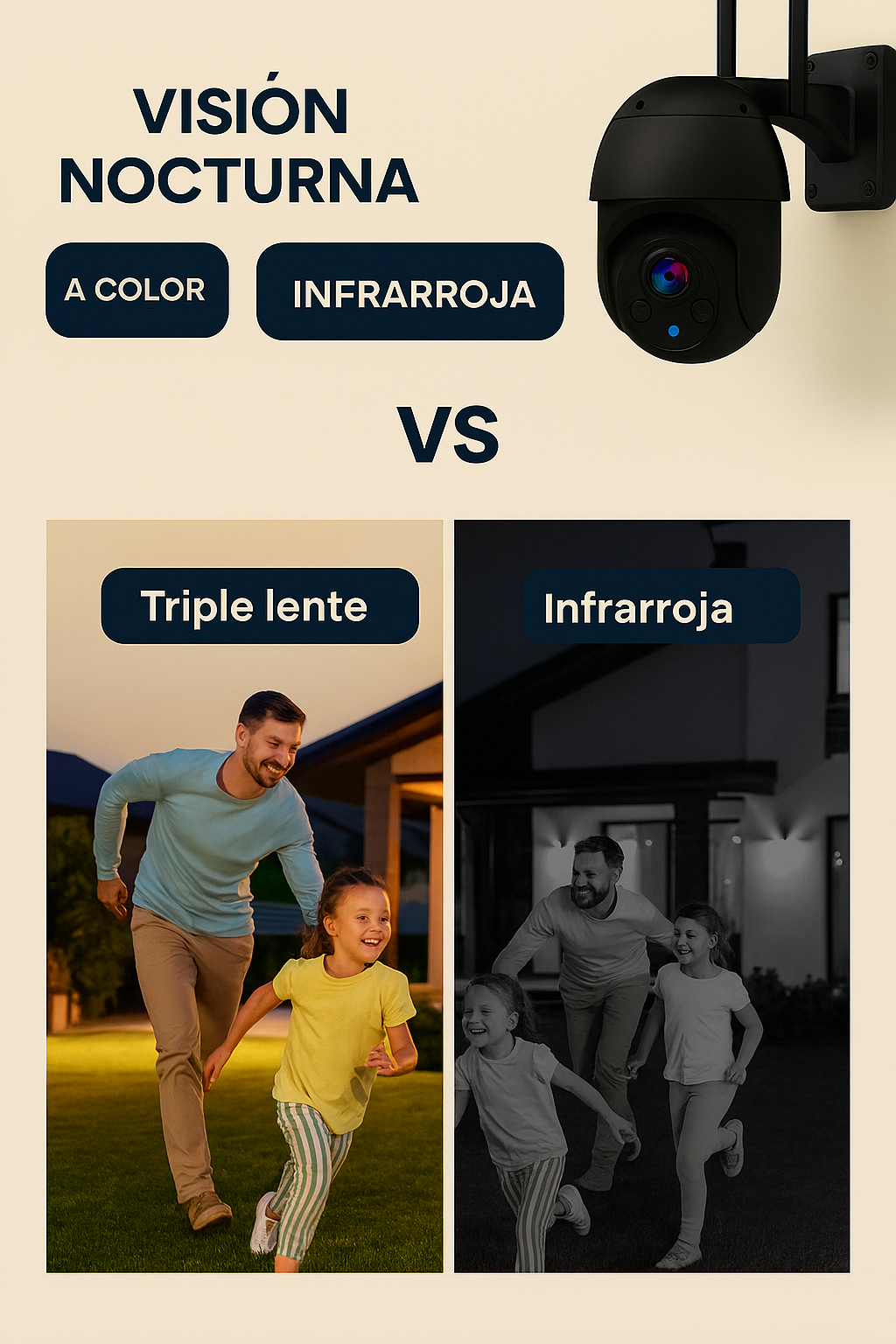 Cámara IP WiFi HD 5K 9 MP Exterior – Zoom 8X, Triple Lente, Seguimiento Automático