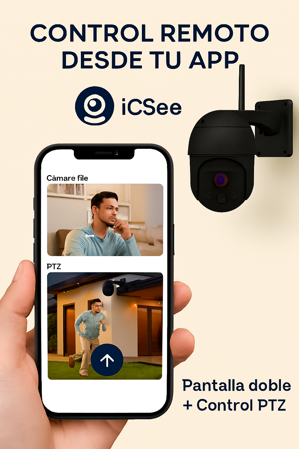 Cámara IP WiFi HD 5K 9 MP Exterior – Zoom 8X, Triple Lente, Seguimiento Automático