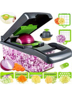 Juego de 14 uds/16 Uds., picadora de verduras, rebanadora de frutas multifuncional, rallador Manual de alimentos, rebanador de verduras, cortador con contenedor
