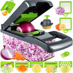 Juego de 14 uds/16 Uds., picadora de verduras, rebanadora de frutas multifuncional, rallador Manual de alimentos, rebanador de verduras, cortador con contenedor