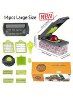 Juego de 14 uds/16 Uds., picadora de verduras, rebanadora de frutas multifuncional, rallador Manual de alimentos, rebanador de verduras, cortador con contenedor