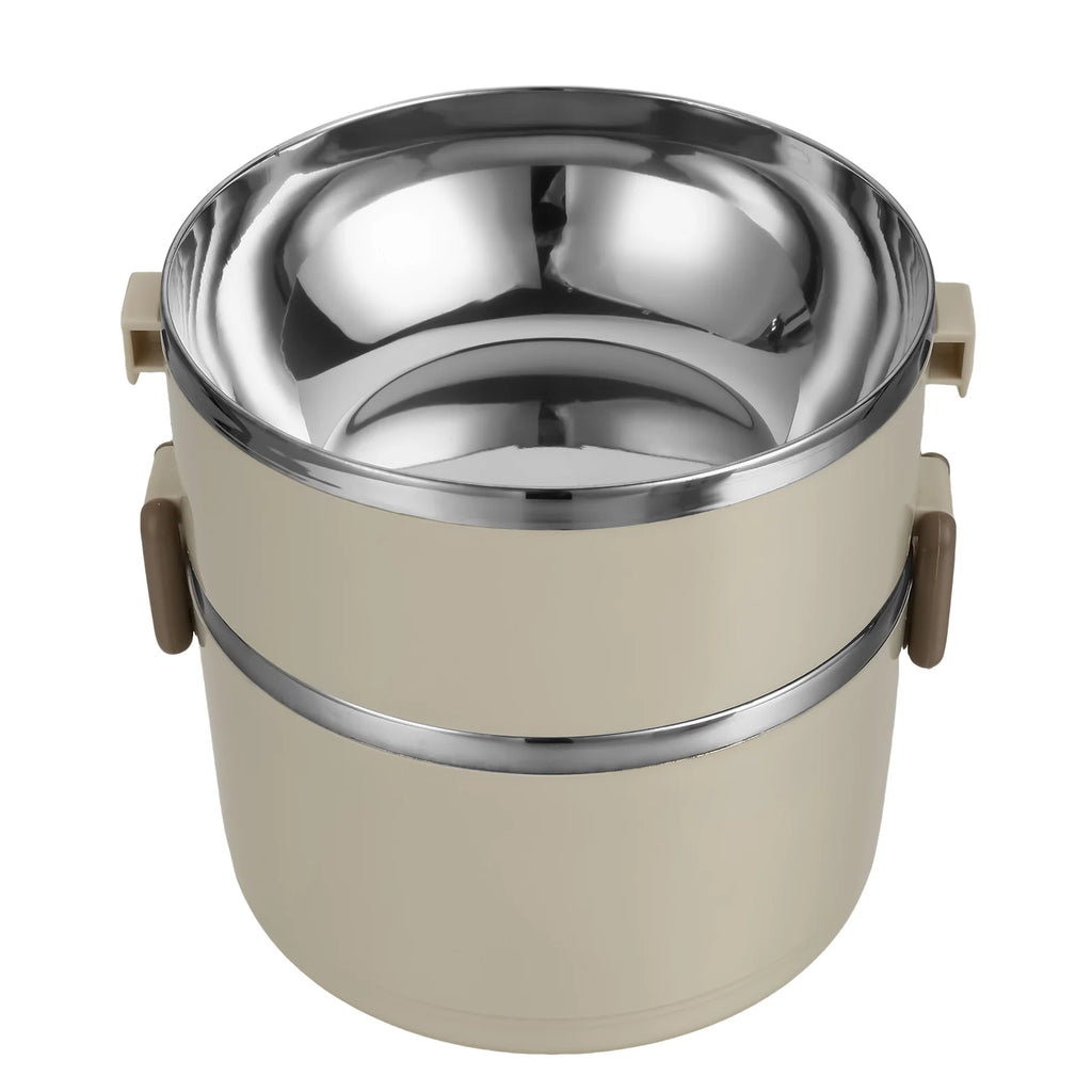 Fiambrera portátil de acero inoxidable con tapa, fiambrera Circular de gran capacidad para acampar al aire libre, 2/3/4 capas