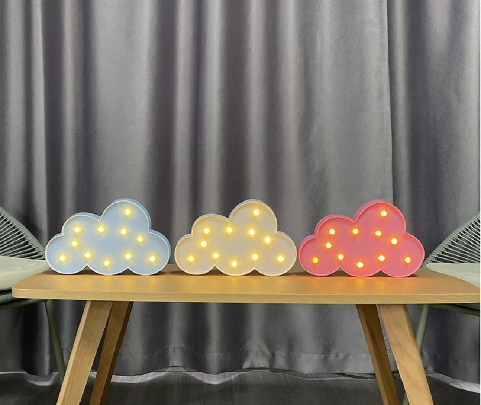 Lámpara LED decorativa con formas de luna, nube y estrella – luz cálida para dormitorio y escritorio