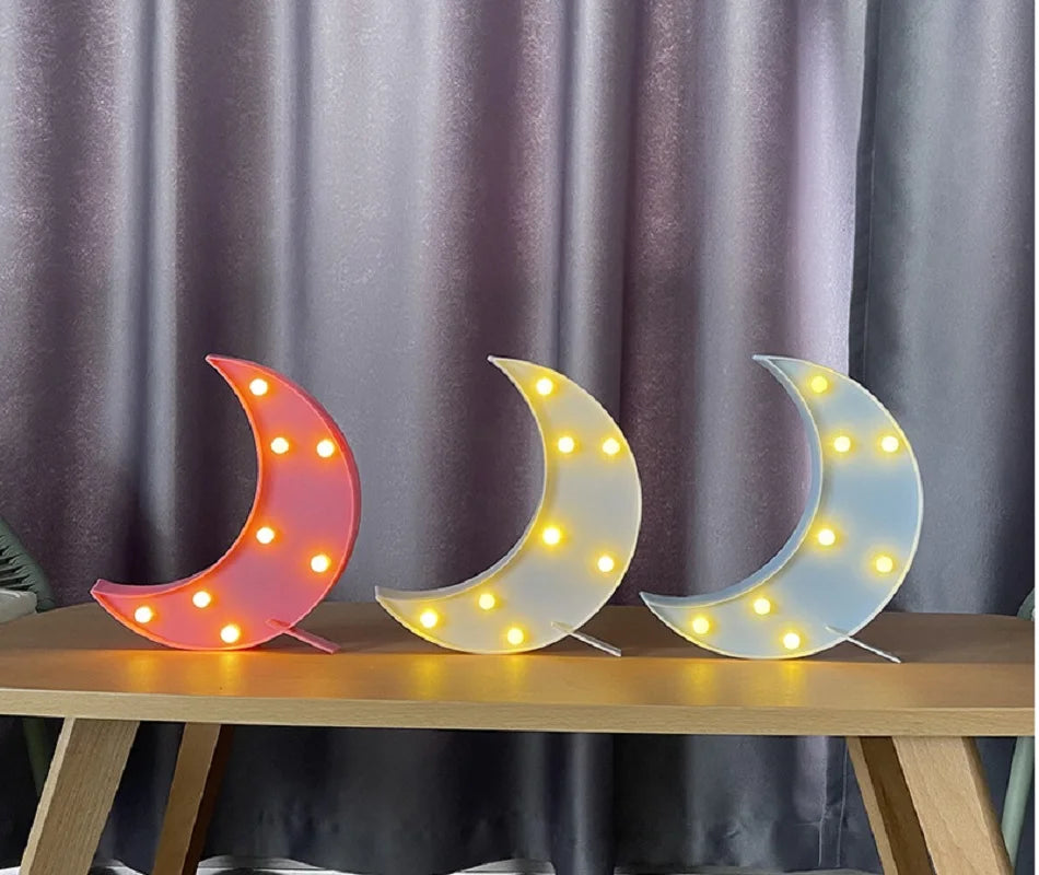 Lámpara LED decorativa con formas de luna, nube y estrella – luz cálida para dormitorio y escritorio