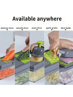 Juego de 14 uds/16 Uds., picadora de verduras, rebanadora de frutas multifuncional, rallador Manual de alimentos, rebanador de verduras, cortador con contenedor