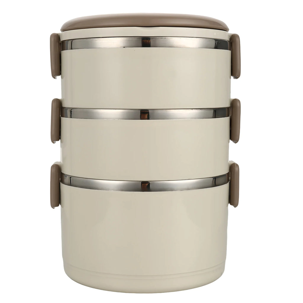 Fiambrera portátil de acero inoxidable con tapa, fiambrera Circular de gran capacidad para acampar al aire libre, 2/3/4 capas