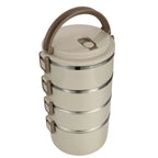 Fiambrera portátil de acero inoxidable con tapa, fiambrera Circular de gran capacidad para acampar al aire libre, 2/3/4 capas