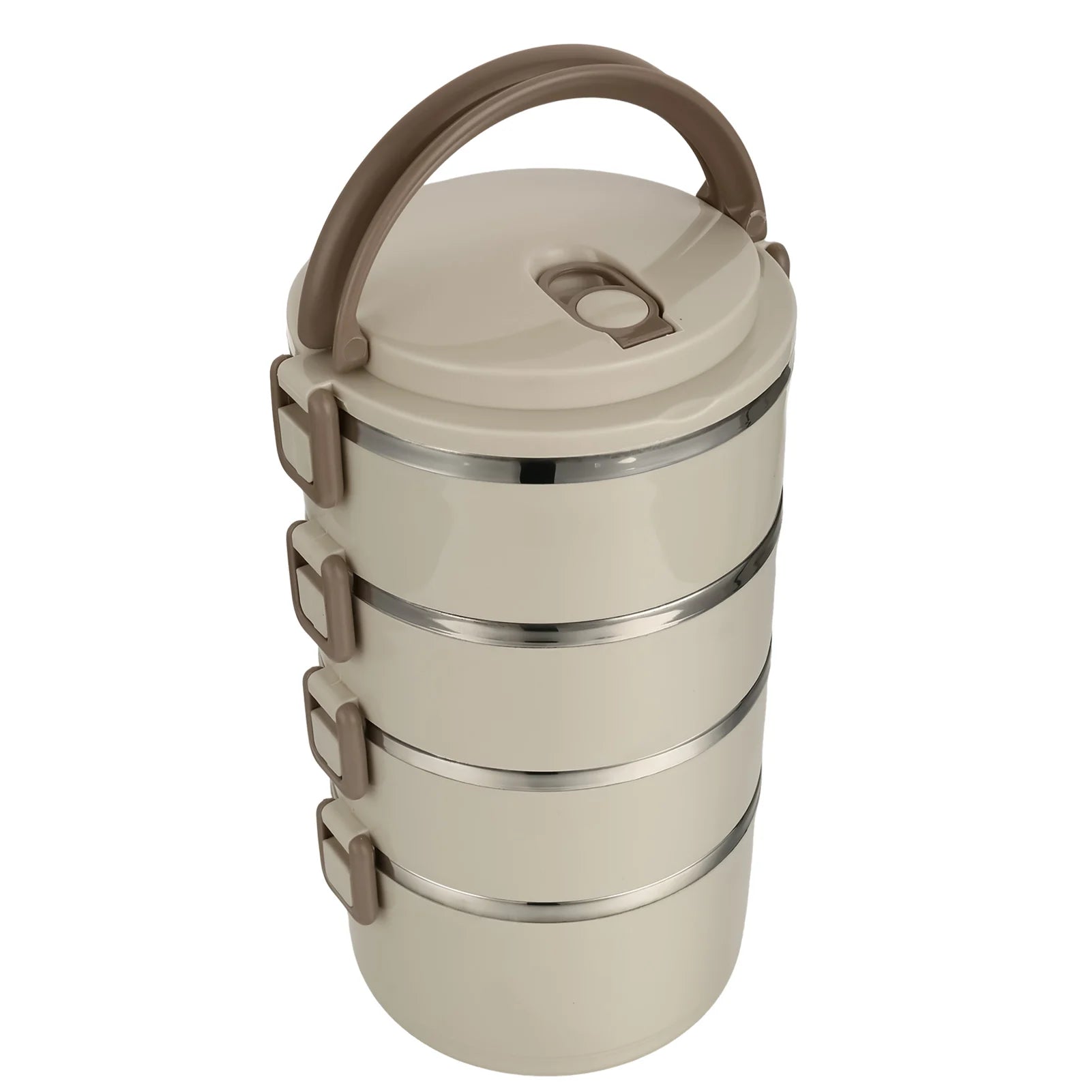 Fiambrera portátil de acero inoxidable con tapa, fiambrera Circular de gran capacidad para acampar al aire libre, 2/3/4 capas