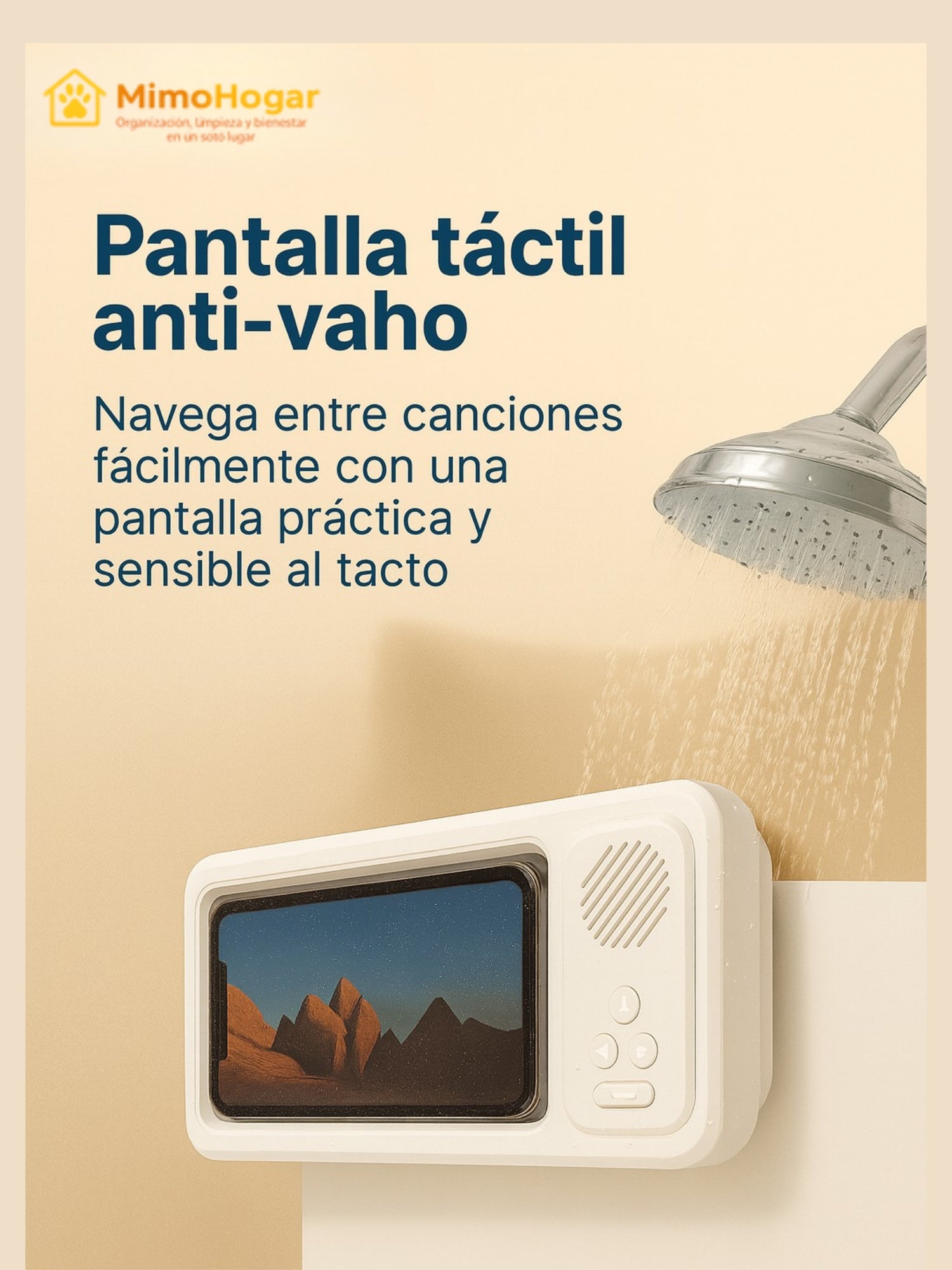 Soporte para teléfono de ducha con Altavoz Bluetooth IPX4, resistente al agua, antiniebla, pantalla táctil, soporte para teléfono de montaje en pared para ducha y baño 
 ﻿