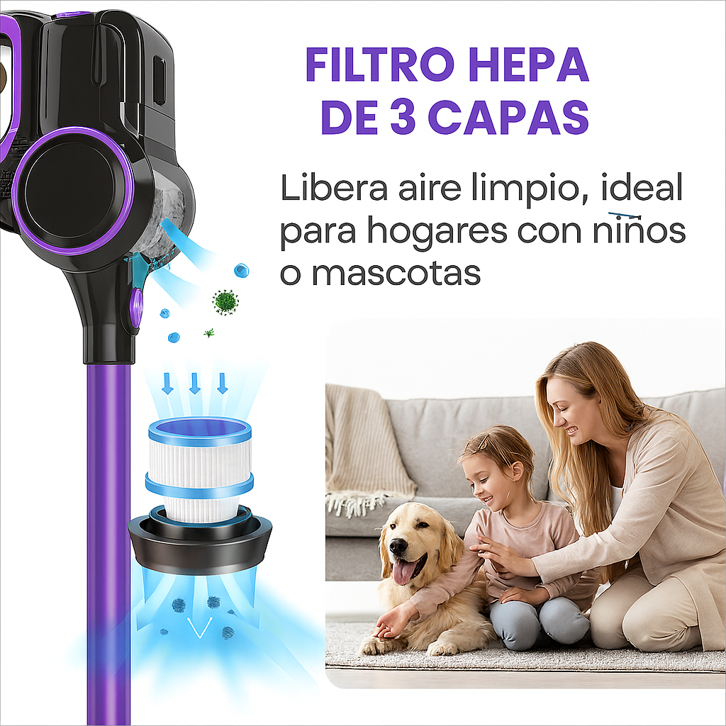 Aspirador Portátil Sin Cable FixtFixer – Potencia ciclónica, limpieza total