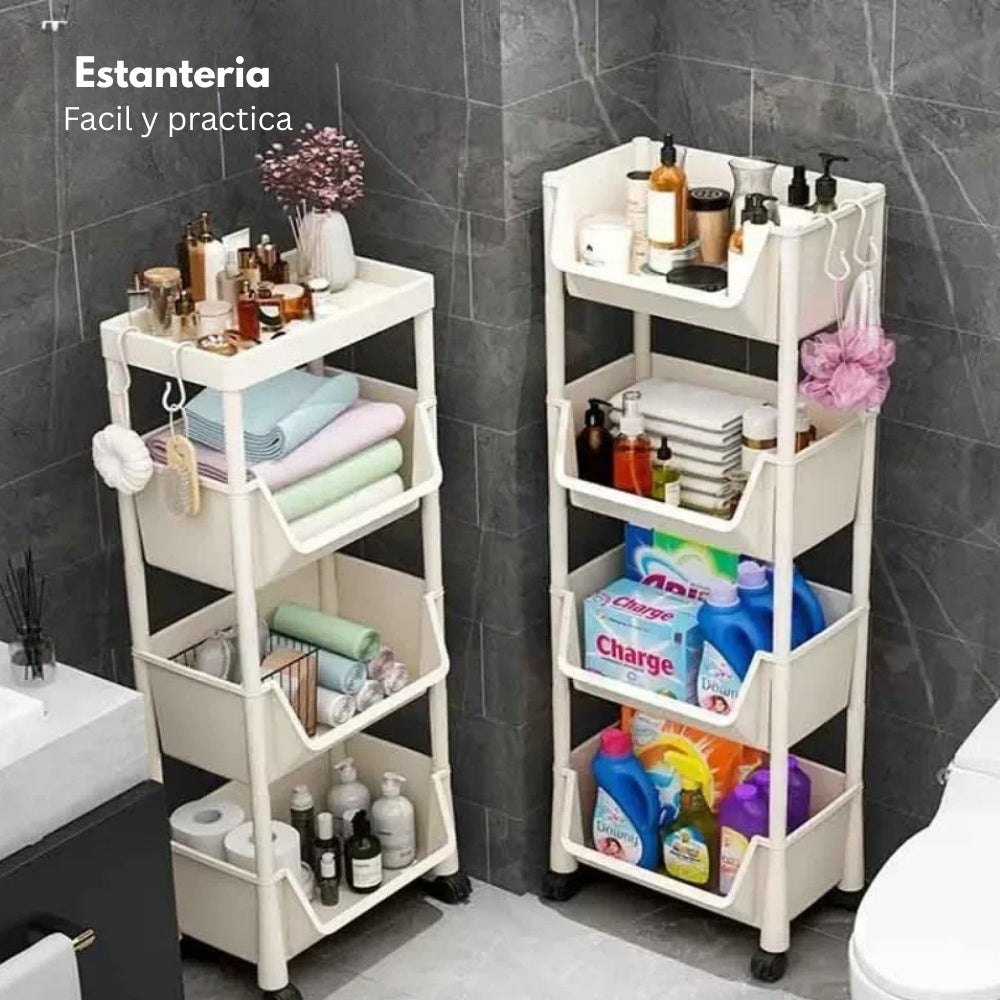 Estantería vertical con ruedas – Organizador multiusos para cocina, baño o salón