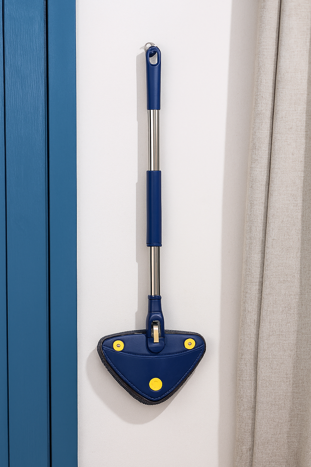 Fregona triangular telescópica, accesorio giratorio de 360 °, uso en seco y húmedo, absorción de agua, herramientas para el suelo del hogar